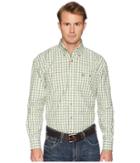 Wrangler George Strait Long Sleeve Two-pocket Plaid (olive) Men's Long Sleeve Button Up