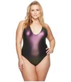 Sports Illustrated Plus Size Rebel Rebel Plunge Front Iridescent One-piece (multi) Women's Swimsuits One Piece