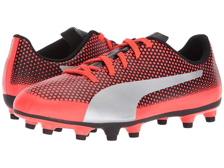 Puma Kids Spirit Fg Soccer (little Kid/big Kid) (red Blast/puma Silver/puma Black) Kids Shoes