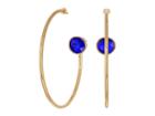 Steve Madden Open Back With Rhinestone Hoop Earrings (yellow Gold-tone/blue) Earring