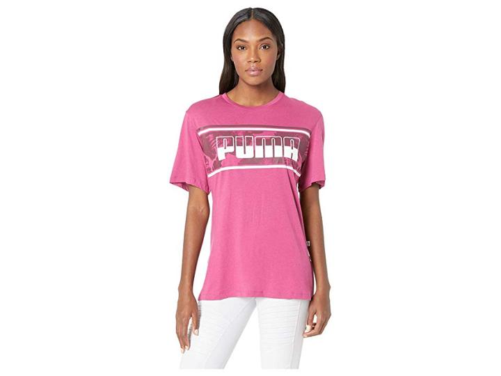 Puma Rebel Boyfriend Logo Tee (magenta Haze) Women's T Shirt