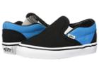 Vans Kids Classic Slip-on (infant/toddler) (black/vivid Blue) Boys Shoes