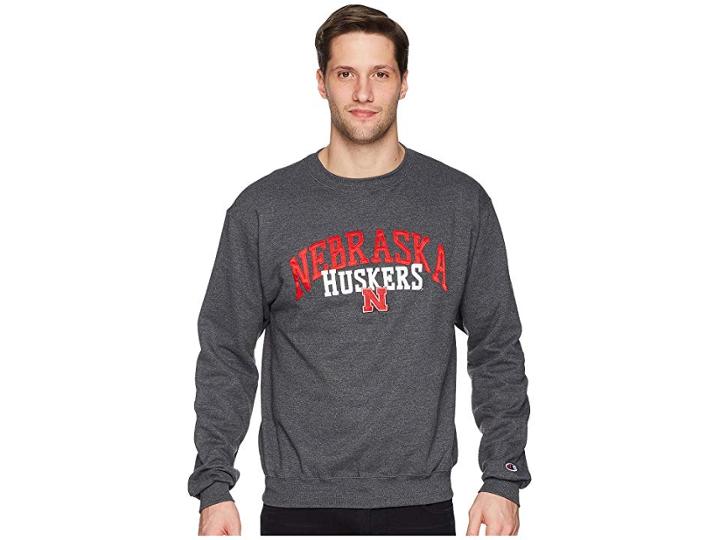 Champion College Nebraska Cornhuskers Eco(r) Powerblend(r) Crew (granite Heather) Boy's Short Sleeve Pullover