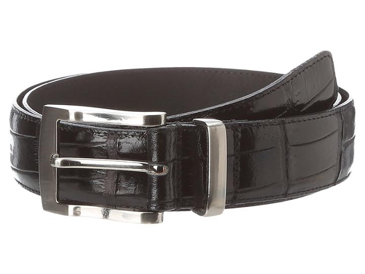 Florsheim Croc Embossed Leather Belt (black) Men's Belts