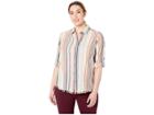 Karen Kane Plus Plus Size Fringe Button Up Shirt (stripe) Women's Clothing