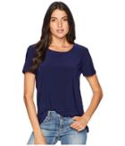 Anne Klein Short Sleeve Knit High-low Tee (eclipse) Women's T Shirt