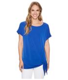 Calvin Klein Short Sleeve With Crepe De Chin Trim Tie (regatta) Women's Short Sleeve Knit