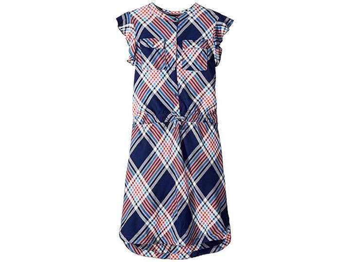 Tommy Hilfiger Kids Plaid Shirtdress (big Kids) (flag Blue) Girl's Dress