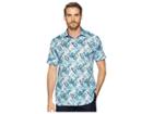 Bugatchi Shaped Fit Palm Fronds Woven Shirt (turquoise) Men's Clothing