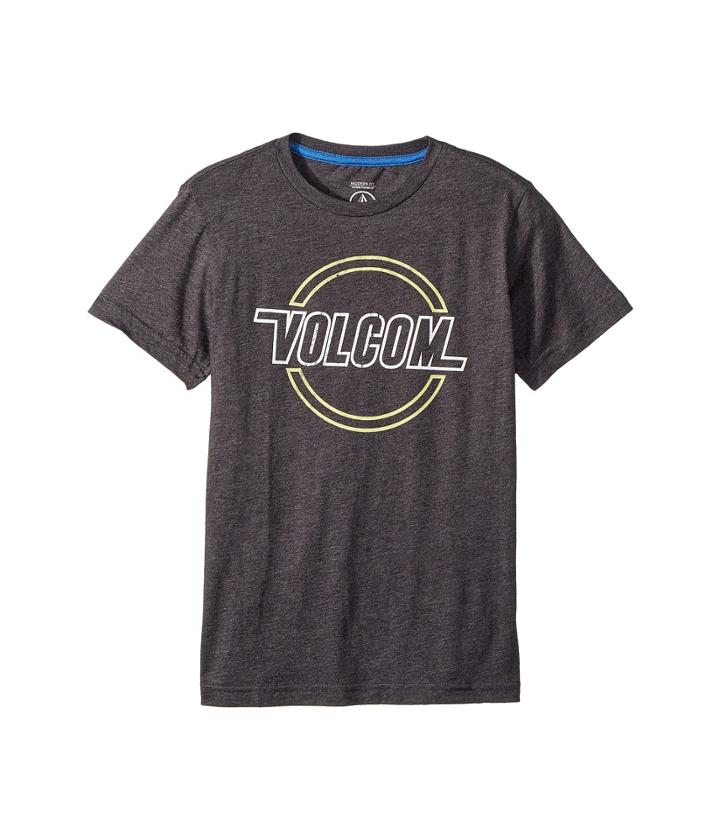 Volcom Kids Lo Tech Short Sleeve Tee (big Kids) (heather Black) Boy's T Shirt