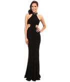 Faviana Jersey Jewl Neck Gown W/ Back Strap Detail 7728 (black/gunmetal) Women's Dress