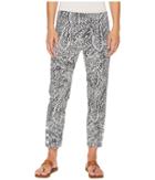 Elliott Lauren Elastic Waist Pull-on Crop Pants With Ankle Button Detail (navy/white) Women's Casual Pants