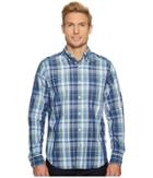 Nautica Long Sleeve Large Scale Plaid Shirt (tide Blue) Men's Clothing