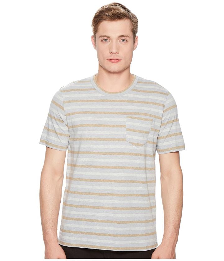 Billy Reid Short Sleeve Striped T-shirt (quarry) Men's Clothing