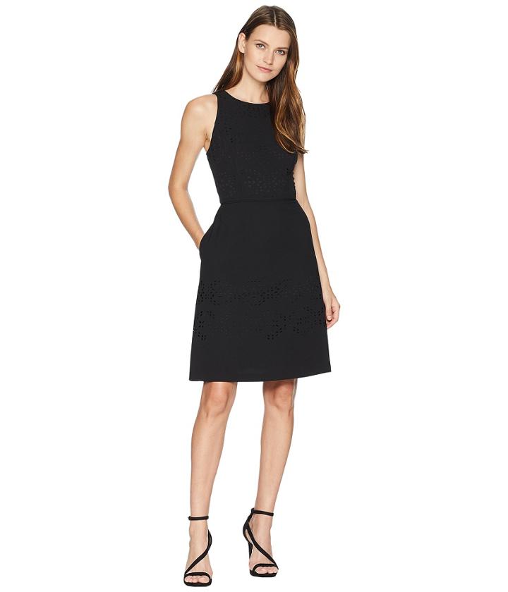 Tahari By Asl Lasercut Fit-and-flare Dress (black) Women's Dress