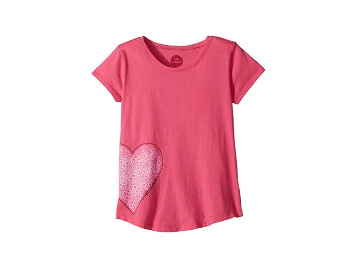 Life Is Good Kids Delightful Heart Smiling Smooth Tee (little Kids/big Kids) (fiesta Pink) Girl's T Shirt