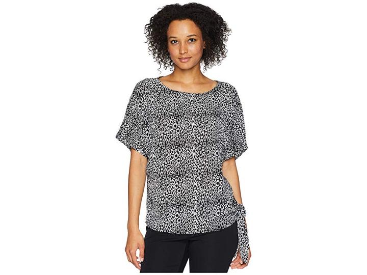 Michael Michael Kors Wavy Leo Stripe Tie Top (black/white) Women's Clothing