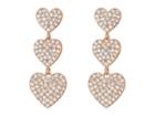 Kate Spade New York Yours Truly Pave Heart Triple Drop Earrings (clear/rose Gold) Earring