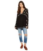 Free People Diamond Embroidered Top (black) Women's Clothing