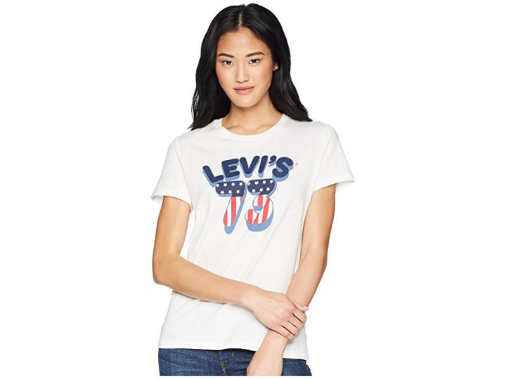 Levi's(r) Womens Perfect Graphic Tee (fun July 4 Cloud Dancer) Women's T Shirt