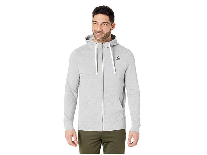 Reebok Training Essentials Marble Group Full Zip (skull Grey) Men's Clothing