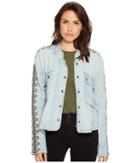 Free People Embroidered Chambray Jacket (blue) Women's Coat