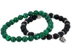 Steve Madden Beaded Bracelet Set With Lion Head Charm (green) Bracelet