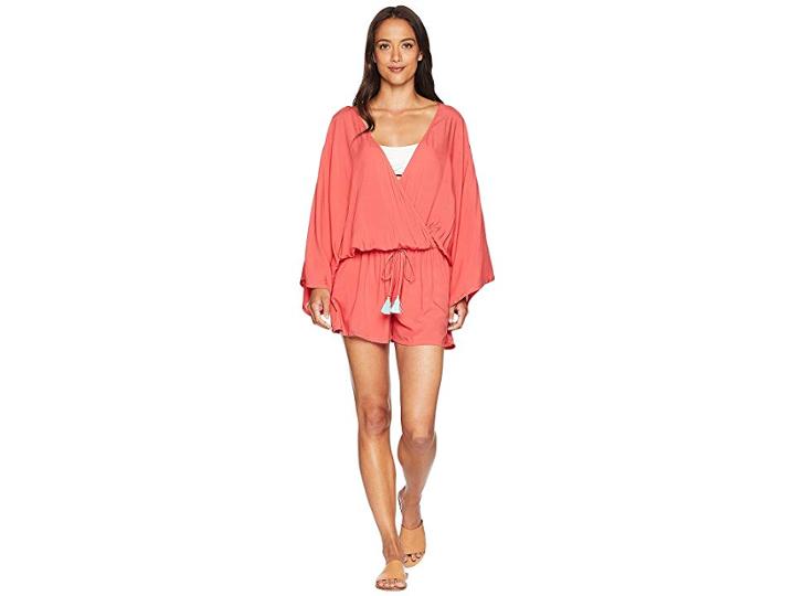 Vince Camuto Riviera Solids Cover-up Romper (papaya) Women's Jumpsuit & Rompers One Piece