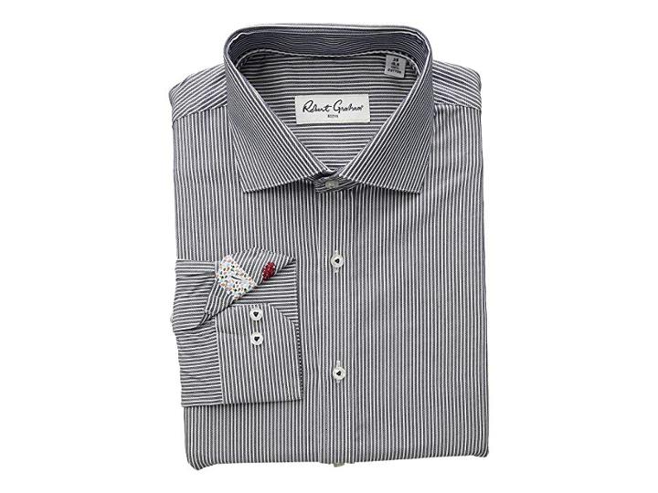 Robert Graham Lazo Stripe Long Sleeve Dress Shirt (navy) Men's Long Sleeve Button Up