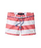 Tommy Hilfiger Kids Rugby Stripe Shorts With Rope Belt (little Kids) (sunkist Coral) Girl's Shorts