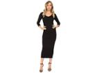 Michael Stars 3/4 Sleeve Ruched Midi Dress (black) Women's Dress