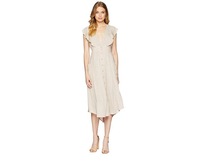 Adelyn Rae Kelsey Woven Button Up Dress (sand) Women's Dress