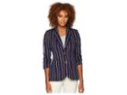 Lauren Ralph Lauren Striped Jacquard Blazer (navy/rioja/mascarpone Cream) Women's Jacket