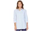 Lysse Schiffer Stretch Microfiber Button Down (blue Stripe) Women's Long Sleeve Button Up