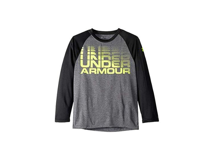 Under Armour Kids Wordmark Raglan (little Kids/big Kids) (carbon Heather) Boy's Clothing