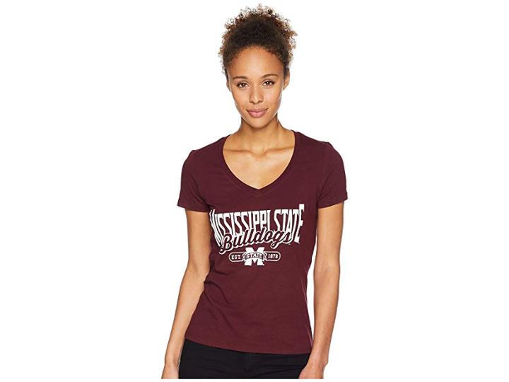 Champion College Mississippi State Bulldogs University V-neck Tee (maroon) Women's T Shirt