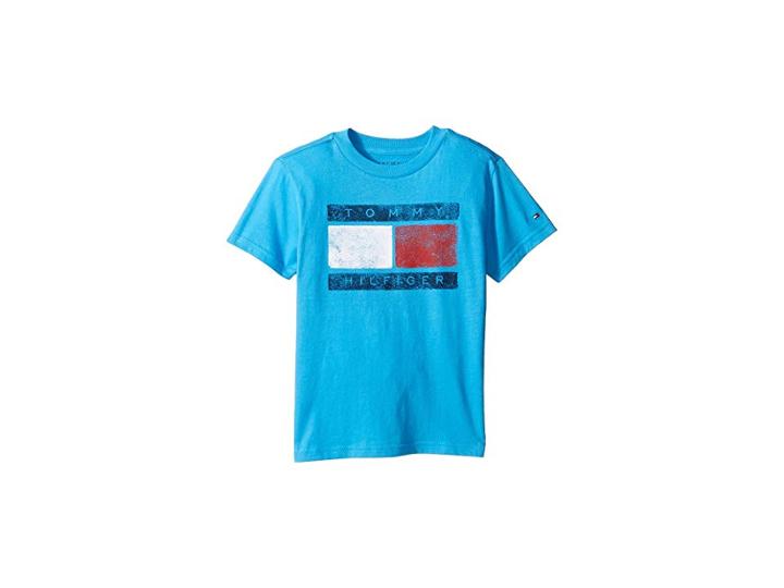 Tommy Hilfiger Kids Tommy Flag Tee (toddler/little Kids) (atlantis Sea) Boy's T Shirt