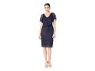 Marina Sequin Stretch Lace Short Dress With Chiffon Caplet Pop Over (navy) Women's Clothing