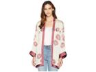 Vince Camuto Chateau Sketch Floral Kimono (rich Cream) Women's Clothing