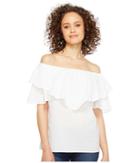 Heather Maria Twill Voile Ruffle Off The Shoulder Top (white) Women's Clothing