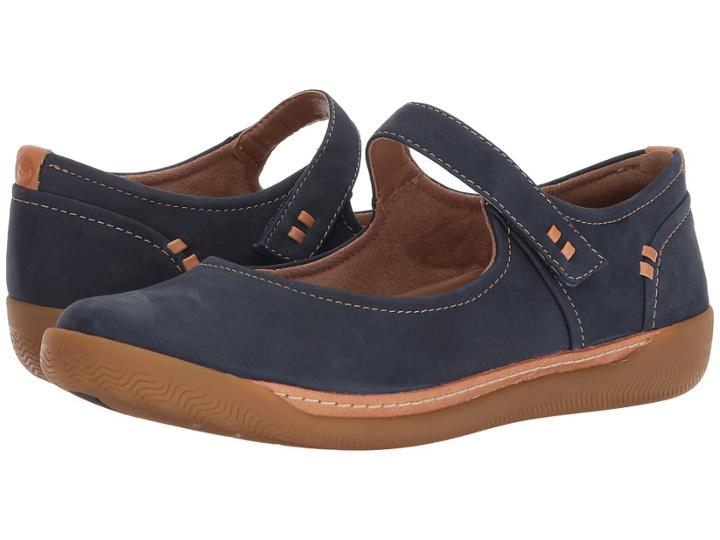 Clarks Un Haven Strap (navy Nubuck) Women's Shoes