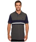 U.s. Polo Assn. Classic Fit Color Block Short Sleeve Pique Polo Shirt (dark Heather Grey) Men's Short Sleeve Pullover