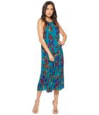 American Rose Maisey Spaghetti Strap Floral Midi Dress (teal/multi) Women's Dress