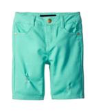 Tommy Hilfiger Kids Bermuda Length Distressed Denim Shorts In Cabbage (little Kids) (cabbage) Girl's Shorts