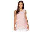 Vince Camuto Sleeveless Sheer Chevron Mixmedia Tunic (pink Fawn) Women's Clothing