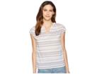 Two By Vince Camuto Extend Shoulder Multi Stripe Jacquard V-neck Blouse (new Ivory) Women's Blouse