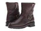Frye Natalie Short Engineer Lug (dark Brown Waterproof Waxed Pebbled Leather/shearling) Women's Pull-on Boots