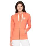 Nike Gym Vintage Full Zip Hoodie (rush Coral/sail) Women's Sweatshirt
