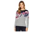 Joules Harbour Printed Jersey Top (black Winter Floral Border) Women's Clothing
