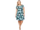 Michael Michael Kors Plus Size Springtime Floral Dress (tile Blue/black Multi) Women's Dress